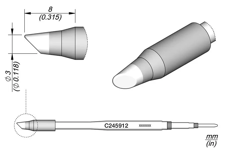 JBC C245-912 Forrasztópákacsúcs