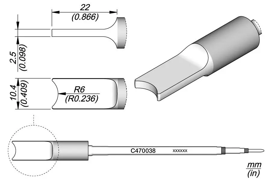 JBC C470-038 Forrasztópákacsúcs