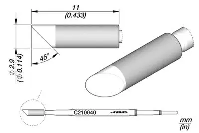 JBC C210-040 Forrasztópákacsúcs