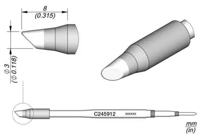 JBC C245-912 Forrasztópákacsúcs