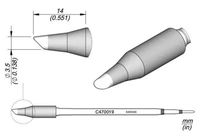 JBC C470-019 Forrasztópákacsúcs