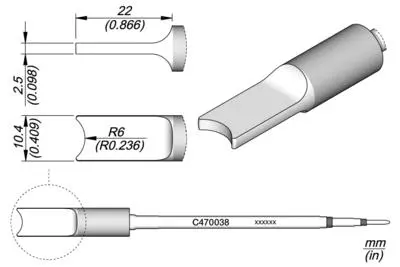 JBC C470-038 Forrasztópákacsúcs