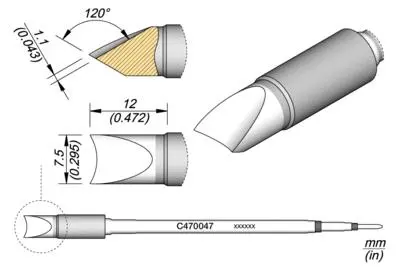 JBC C470-047 Forrasztópákacsúcs